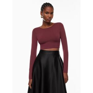 Aritzia NEW Babaton Sculpt Knit Forefront Longsleeve Cropped rib-knit size large